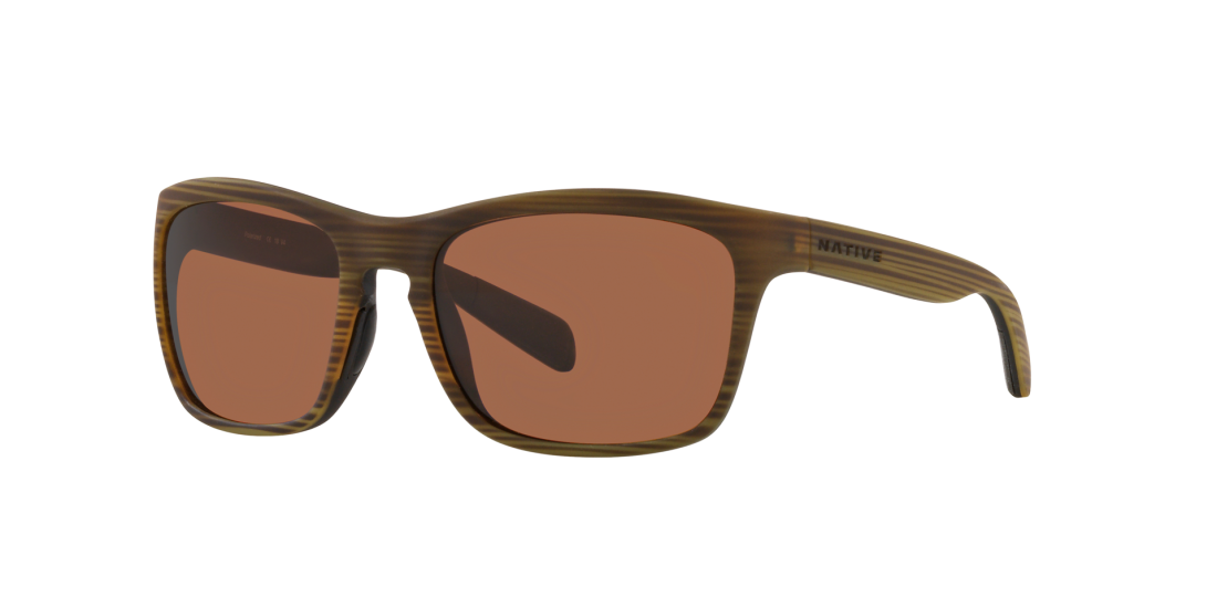 Native Eyewear Penrose Wood / Matte Black sunglasses with brown polarized lenses (quarter view)