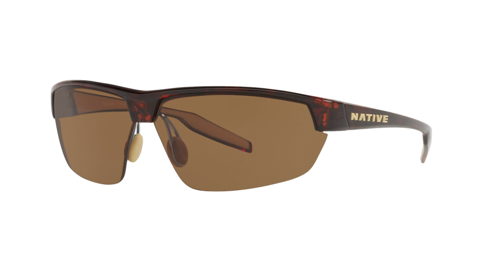 Native Eyewear Hardtop Ultra Maple Tort sunglasses with brown polarized lenses (quarter view)